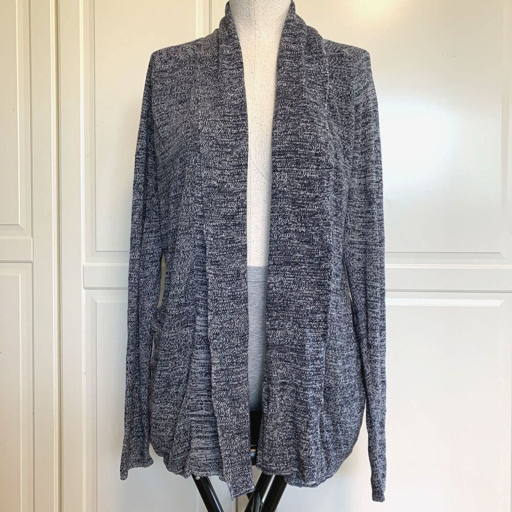 Banana Republic Open Front Long Sleeve Cardigan Sweater Gray Womens Size XL